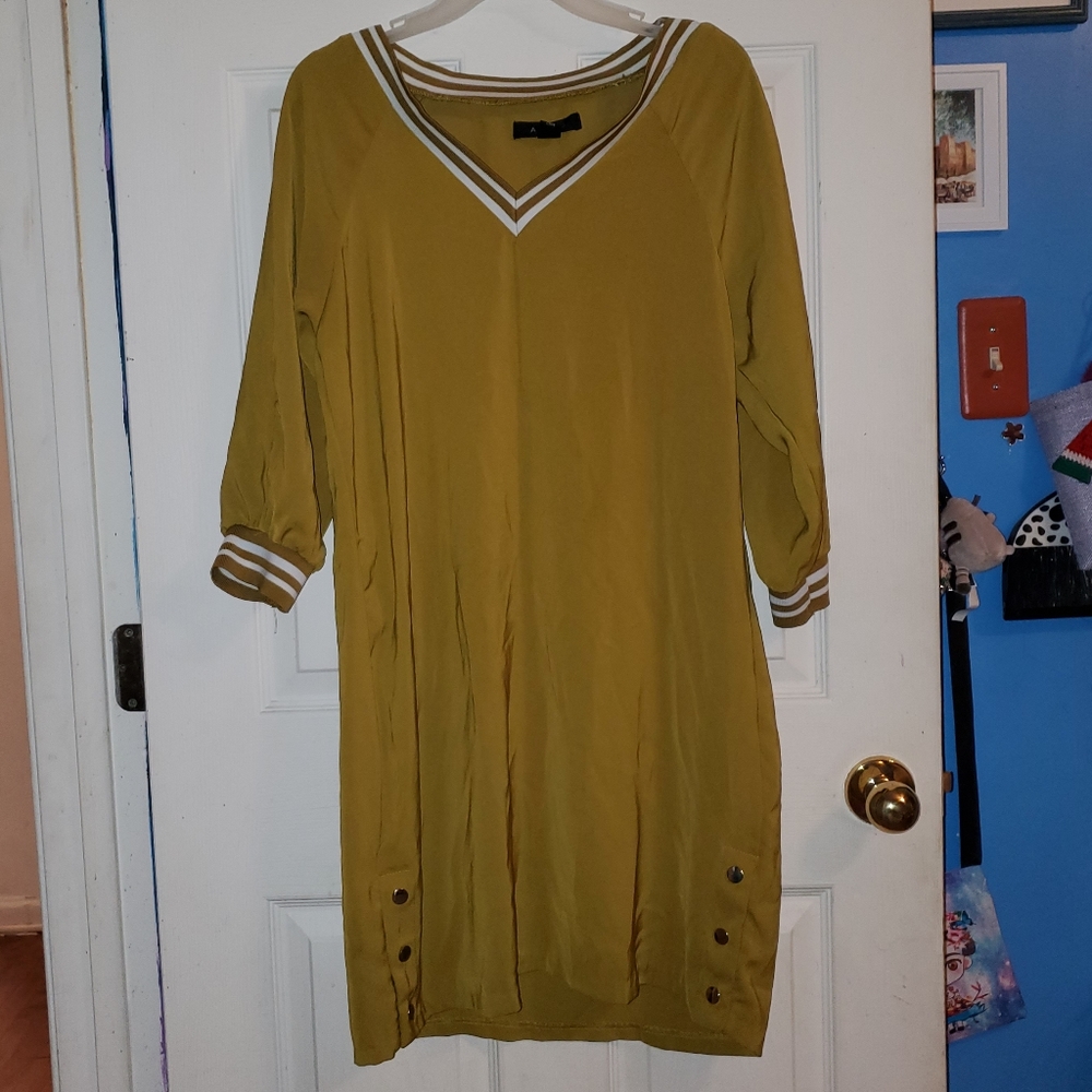 5 for $25 | Amisu Striped Trim Quarter Sleeve T-Shirt Dress